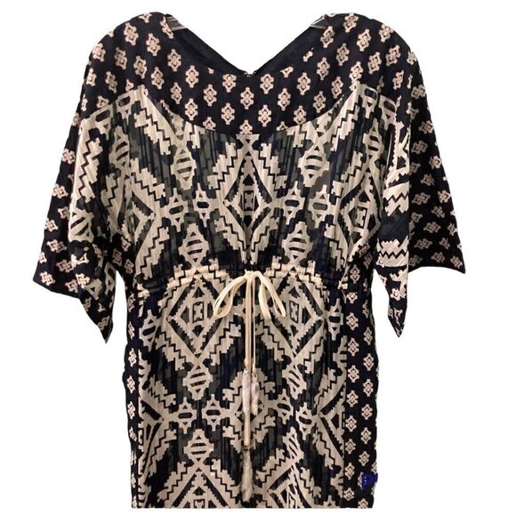 NWT Tory Burch Beatrice Tapestry Geo Caftan Fringe Dress Size 2 - Picture 4 of 9